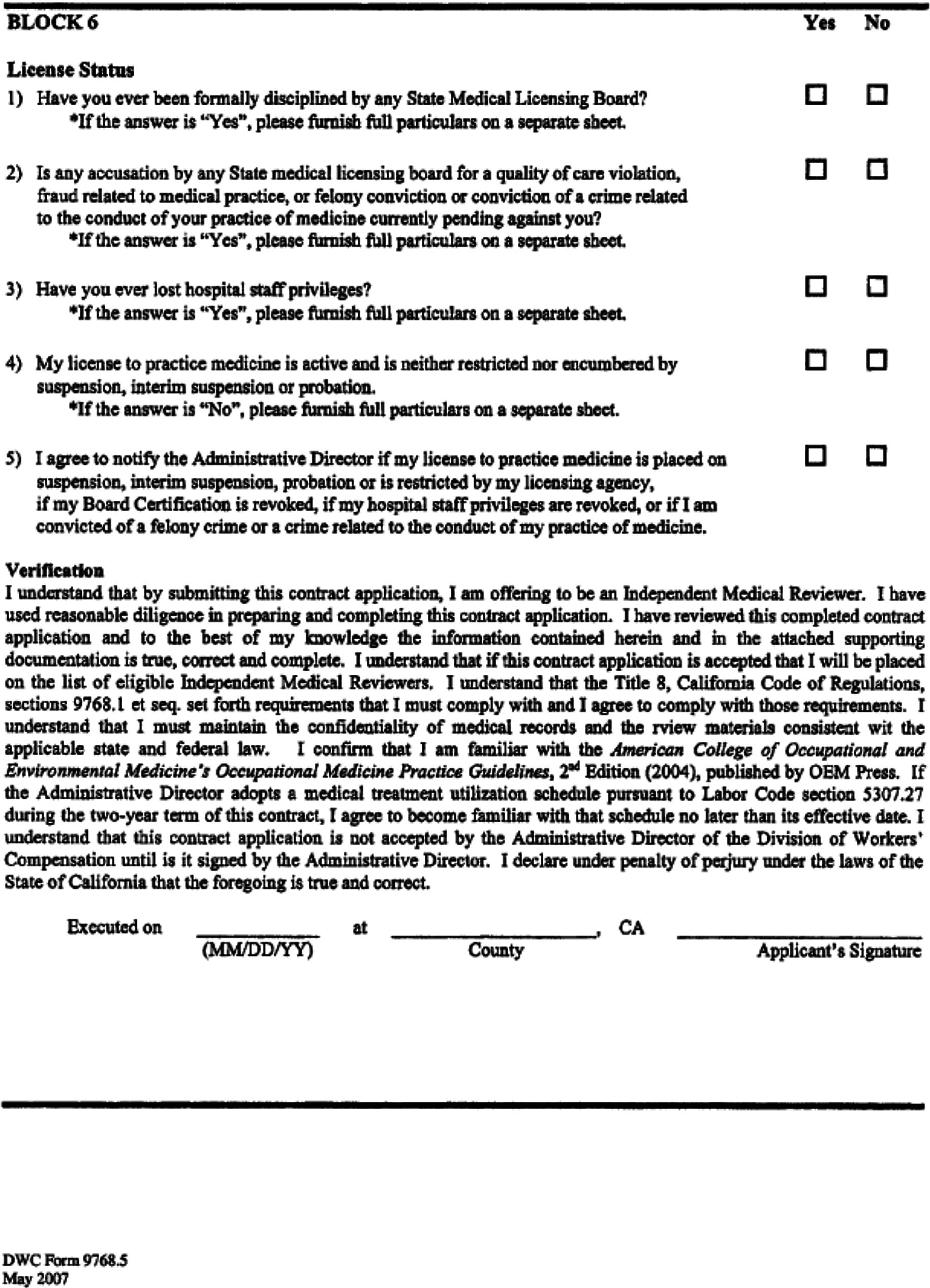 Image 3 within § 9768.5. Physician Contract Application Form.